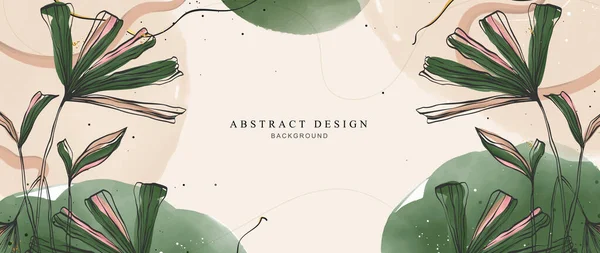 Абстрактный Художественный Фон Творческий Листья Ботанические Линии Искусства Обои Стиль — стоковый вектор