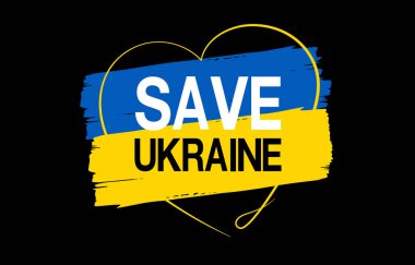 Save Ukraine flat art on white background, Ukraine flag love shape praying concept. save Ukraine from Russia. vector design.