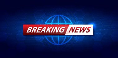Breaking news background business or technology template. breaking news text on dark blue with earth and world map background, TV news show broadcast. vector design.