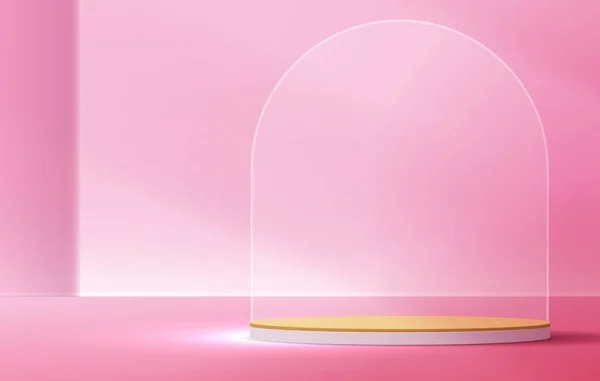 Cosmetic Pink Background Premium Podium Display Product Presentation Branding Packaging — Stockvektor