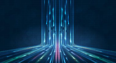 5G veya 6G nokta hattı mobil teknolojisi. Kablosuz veri ağı ve bağlantı teknolojisi kavramı. Yüksek hızlı, fütüristik bir geçmişi var. vektör tasarımı.