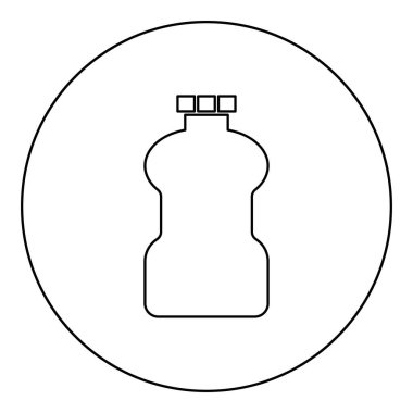 Plastik şişe temizleyici simgesi yuvarlak siyah renk vektör çizimi katı dış hat biçimi basit resim