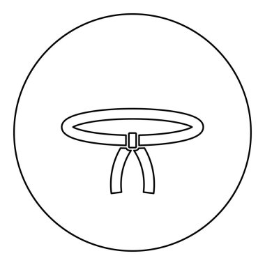 Kemer Doğulu dövüş sporu. Savaşçı Kemerli Judo ikonu. Yuvarlak siyah renkli vektör ilüstrasyonu.