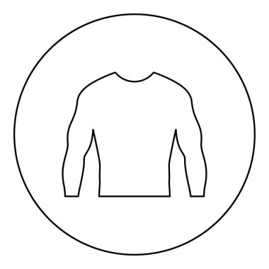 Rashguard Uzun kollu üst simge yuvarlak siyah renk vektör çizimi katı dış hat biçimi basit resim