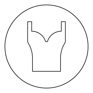 Korse Gövdesi kadın kıyafetleri İç çamaşırı simgesi yuvarlak siyah renk vektör çizimi katı dış hat biçimi basit resim