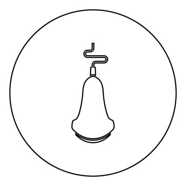 Ultrason tarayıcı Tıbbi tarama ekipmanı ekogramı ultrasonik araştırma cihazı simgesi dairesel siyah renk çizimi katı dış hat biçimi