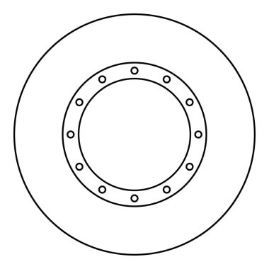 Delikli lastik conta Grommet Sızıntı o-ring simgesi yuvarlak siyah renk vektör çizimi katı dış hat biçimi basit resim