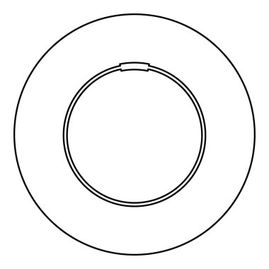 Boru hattı için sınırlandırılmış bağlantıya sahip kamp. Boru simgesi için yuvarlak siyah renk vektör illüstrasyonu basit taslak biçimi için perhiz.