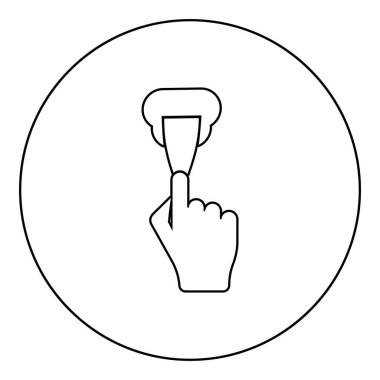 Wall putties Spatula kullanarak macun bıçağını sabitledir. kolundaki macun Spackling aracı caulk stucco simgesi dairesel yuvarlak siyah renk illüstrasyon katı dış hat biçimi basit resim