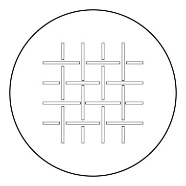 Kumaş lifleri Izgara Kumaş tekstil simgesi yuvarlak siyah renk vektör illüstrasyonu katı dış hat biçimi basit resim