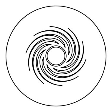 Kara delik spiral şekilli girdap portalı simgesi yuvarlak siyah renk vektör çizimi katı dış hat biçimi basit resim