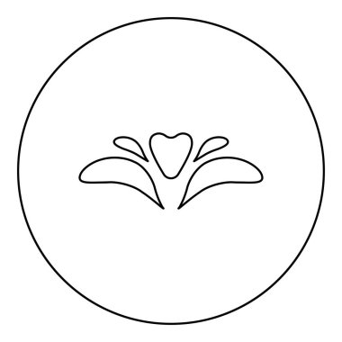 Daire şeklinde çiçek simgesi yuvarlak siyah renk vektör illüstrasyonu katı dış hat biçimi basit resim