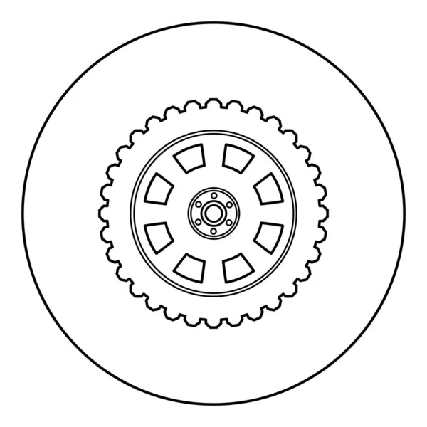 Roda Carro Ícone Pneu Círculo Redondo Cor Preta Vetor Ilustração — Vetor de Stock