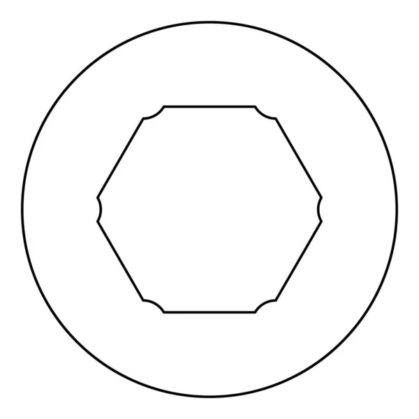 六角形のバナー六角形の丸みを帯びた角丸みを帯びた黒のベクトル図のブランクモックアップアイコンソリッドアウトラインスタイルシンプルな画像 — ストックベクタ