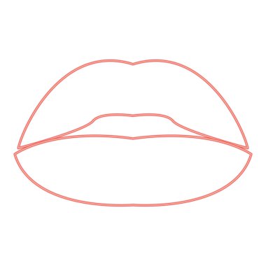 Neon ruj ya da dudak kırmızı renk vektör çizimi düz stil ışık resmi