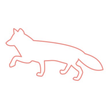 Siluetlerin neon tilkisi kırmızı renk vektör illüstrasyonuName