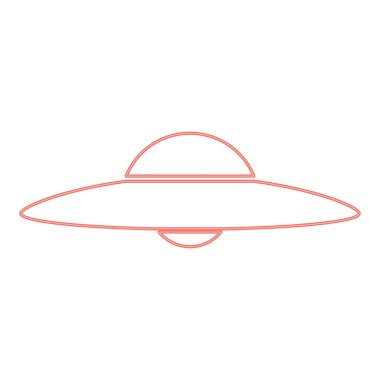 Neon ufo. uçan daire kırmızı renk vektör illüstrasyonuName