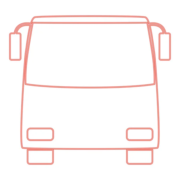 Νέον Λεωφορείο Κόκκινο Χρώμα Διανυσματική Απεικόνιση Επίπεδη Στυλ Φως Εικόνα — Διανυσματικό Αρχείο