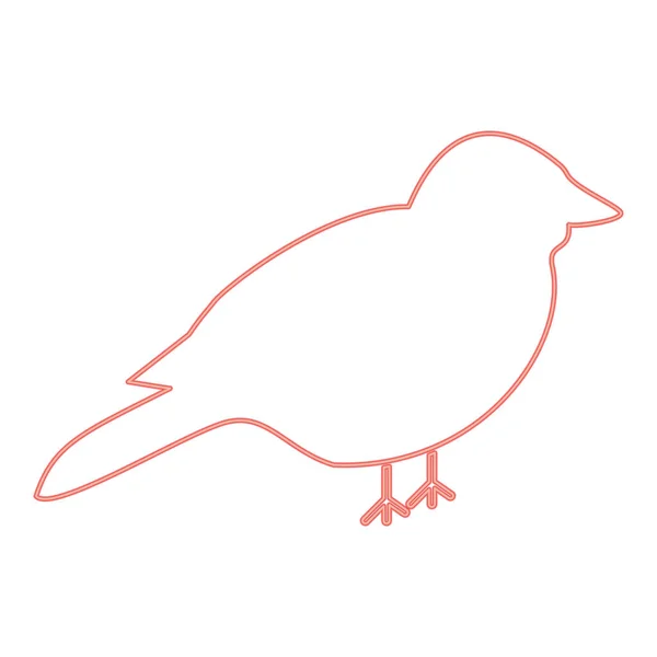 Neón Pájaro Rojo Vector Color Ilustración Estilo Plano Imagen Luz — Archivo Imágenes Vectoriales