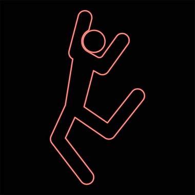 Neon dansçısı kırmızı renk vektör illüstrasyonunu düz stil ışık resmi ile yapıştır