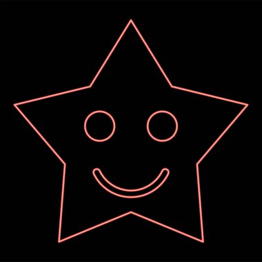 Neon gülümseyen yıldız kırmızı renk vektör illüstrasyonuName