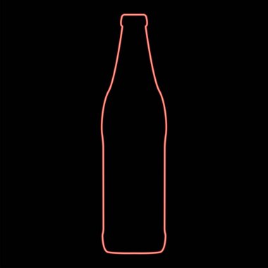 Neon bira şişesi kırmızı renk vektör illüstrasyonuName