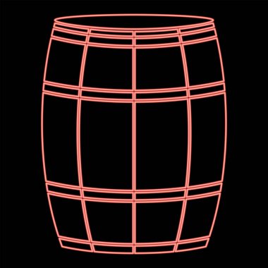 Neon şarabı veya bira fıçıları kırmızı renk vektör illüstrasyonu düz ışık görüntüsü