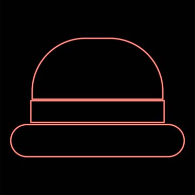 Neon vintage şapka kırmızı renk vektör illüstrasyonu düz stil ışık resmi