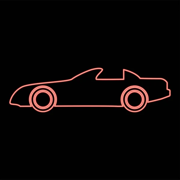 Neon Samochód Czerwony Kolor Wektor Ilustracja Płaski Styl Światło Obraz — Wektor stockowy