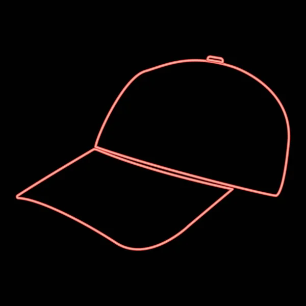 ネオン野球帽赤いカラーベクトルイラストフラットスタイルライトイメージ — ストックベクタ