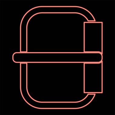 Çember ana hatlı vektör çizimi kırmızı renk çizimi düz resim çizimi ile neon toka simgesi siyah rengi