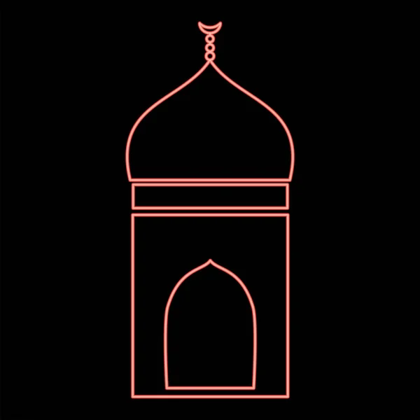 Icono Mezquita Neón Color Negro Círculo Contorno Vector Ilustración Color — Archivo Imágenes Vectoriales