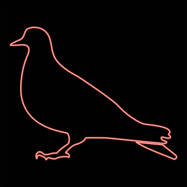 ネオン鳩のアイコンの黒い色のサークルアウトラインベクトルイラスト赤い色ベクトルイラストフラットスタイルの光画像 — ストックベクタ