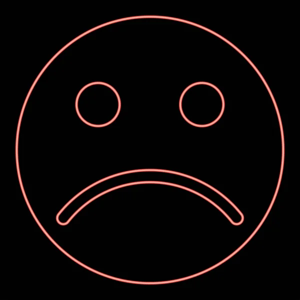 Icono Emoticono Triste Neón Color Negro Contorno Del Círculo Vector — Vector de stock