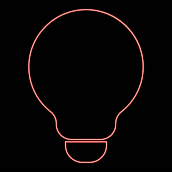 Neon Lampadina Icona Colore Nero Cerchio Contorno Vettoriale Illustrazione Colore — Vettoriale Stock