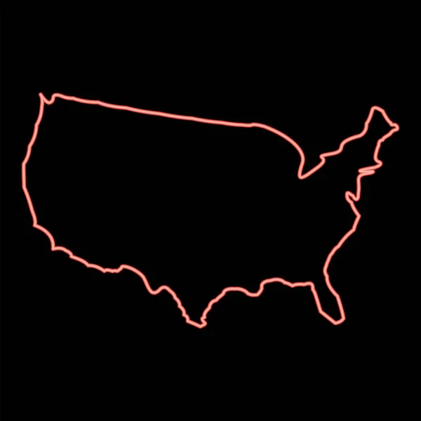 Mappa Neon Dell Icona America Colore Nero Cerchio Contorno Vettoriale — Vettoriale Stock