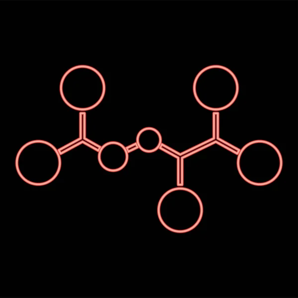 Neon Molecule Icon Black Color Circle Outline Vector Illustration Red — Stock Vector