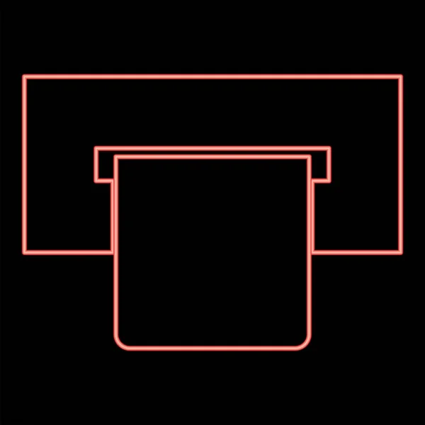 ネオンAtmカードスロットアイコン円の輪郭ベクトルイラスト赤い色ベクトルイラストフラットスタイルの光画像 — ストックベクタ