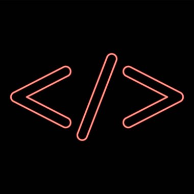 Çember ana hatlı vektör çizimi kırmızı renk çizimi düz resim çizimi ile Neon sembolü simgesi siyah rengi