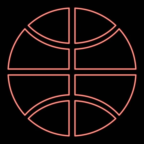 Icône Ballon Basket Ball Néon Couleur Noire Dans Cercle Illustration — Image vectorielle