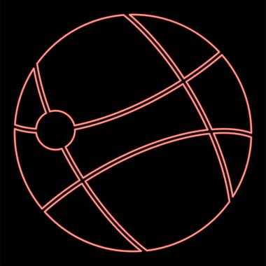 Küresel teknolojinin neon sembolü kırmızı renk çizimi düz stil ışık resmi