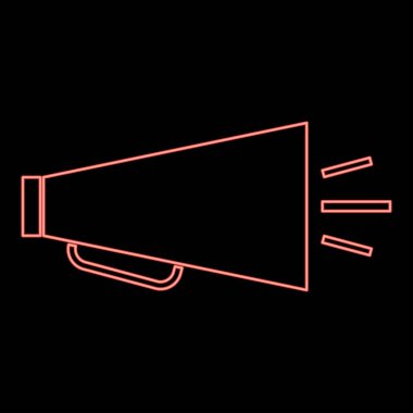Neon retro hoparlör kırmızı renk vektör illüstrasyonu düz stil ışık resmi