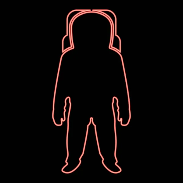 Neon Űrhajós Piros Színű Vektor Illusztráció Lapos Stílusú Fény Kép — Stock Vector