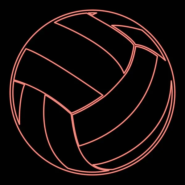 Neon Volleyboll Röd Färg Vektor Illustration Platt Stil Ljus Bild — Stock vektor