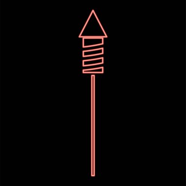 Havai fişekler için neon roketler kırmızı renk vektör illüstrasyonu düz stil ışık resmi