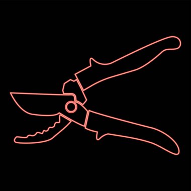 Neon secateur kırmızı renk vektör illüstrasyonuName