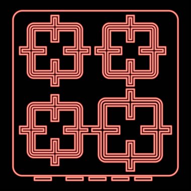 Fırın kırmızı renk vektör illüstrasyonunun neon yüzeyi düz stil ışık resmi