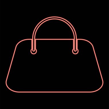 Neon kadın çantası kırmızı renk vektör illüstrasyonuName