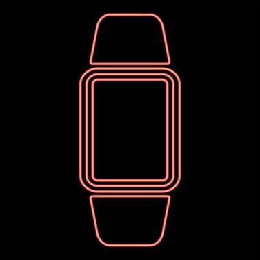 Neon dijital el saati kırmızı renk vektör illüstrasyonuName
