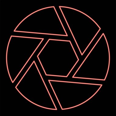 Neon kamera lensi deklanşör kırmızı renk vektör illüstrasyonuName